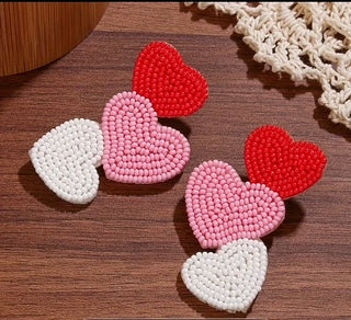 Beaded Heart Earrings
