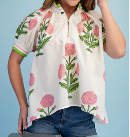 Floral Print High Low Top