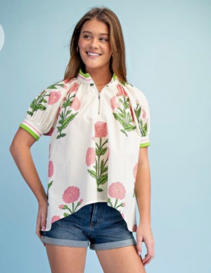 Floral Print High Low Top