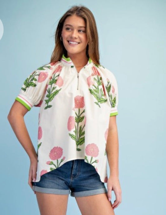 Floral Print High Low Top