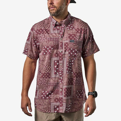 Burlebo Maroon Paisley Duck Button Up
