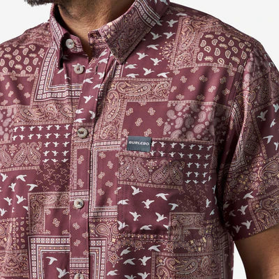 Burlebo Maroon Paisley Duck Button Up