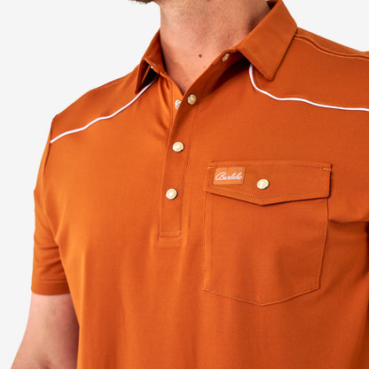 Burlebo Pearl Snap Performance Polo - Orange
