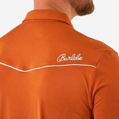Burlebo Pearl Snap Performance Polo - Orange