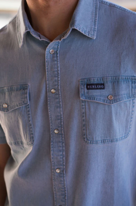 Burlebo Denim Pearl Snap - Light Washed Denim