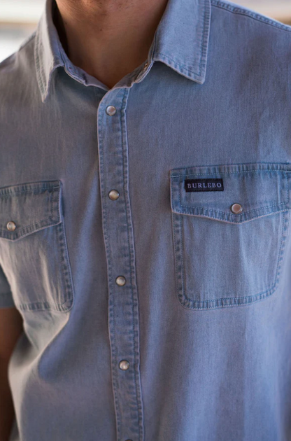 Burlebo Denim Pearl Snap - Light Washed Denim