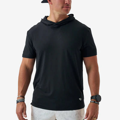 Short Sleeve Performance Hoodie Black