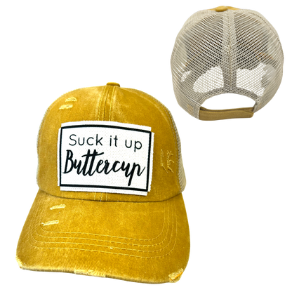 SUCK IT UP BUTTERCUP BALL CAP | UNISEX HAT | DISTRESSED