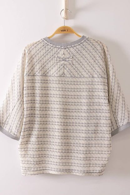 PLUS SIZE Textured Stripe Knit Top 
