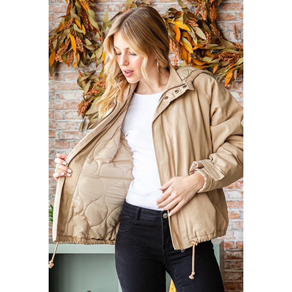 Solid Zip Up Hoodie Jacket