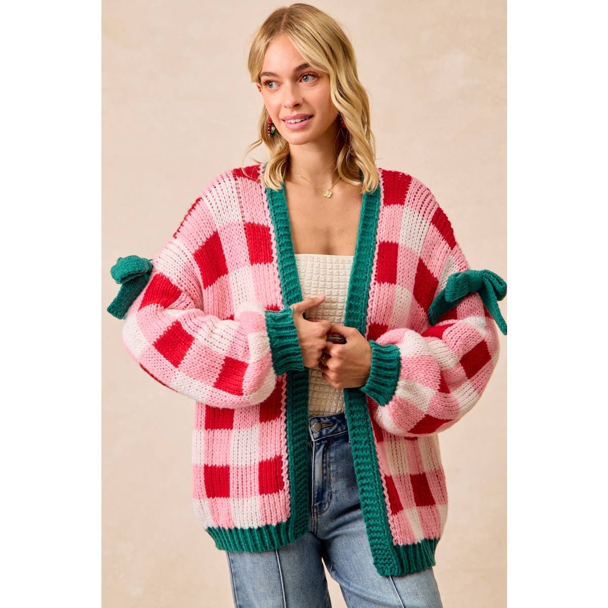 CHRISTMAS THEME OPEN FRONT SWEATER CARDIGAN
