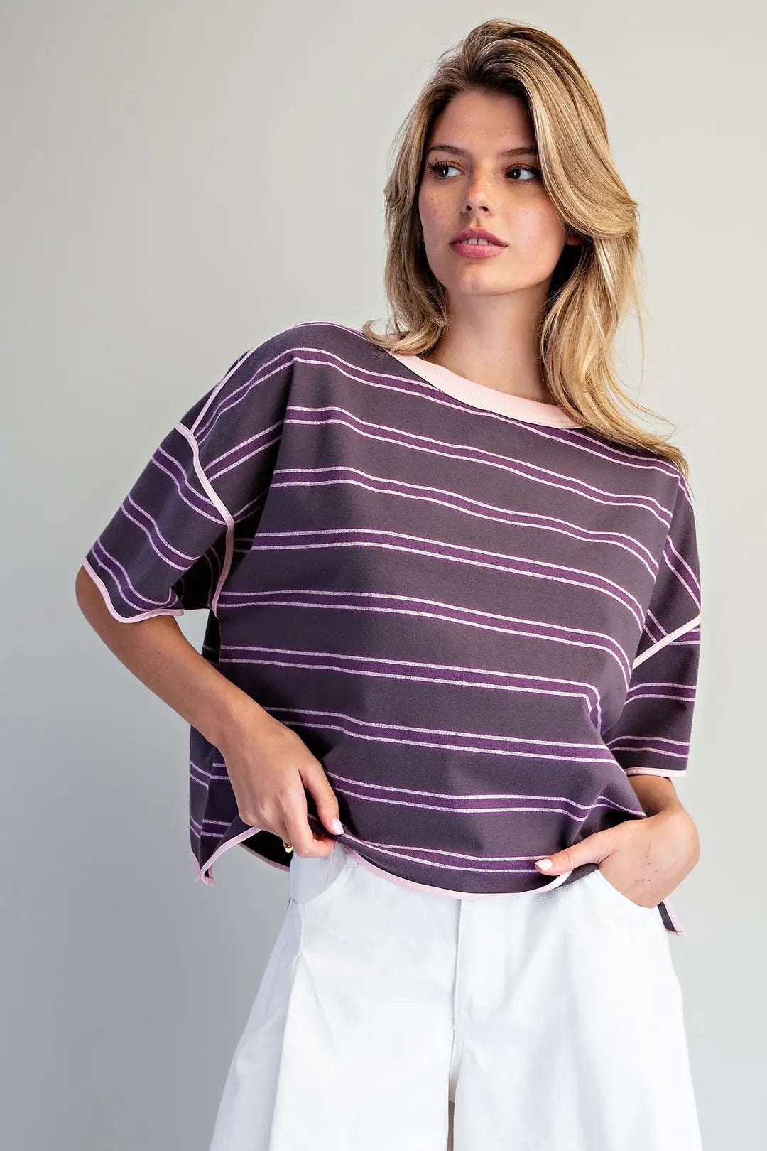 Soft Washed Striped Boxy top