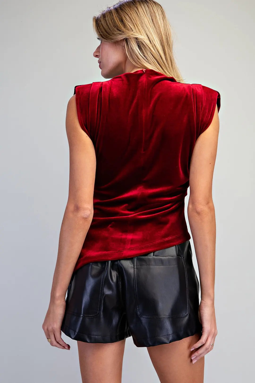 Velvet Mock neck Sleeveless Top
