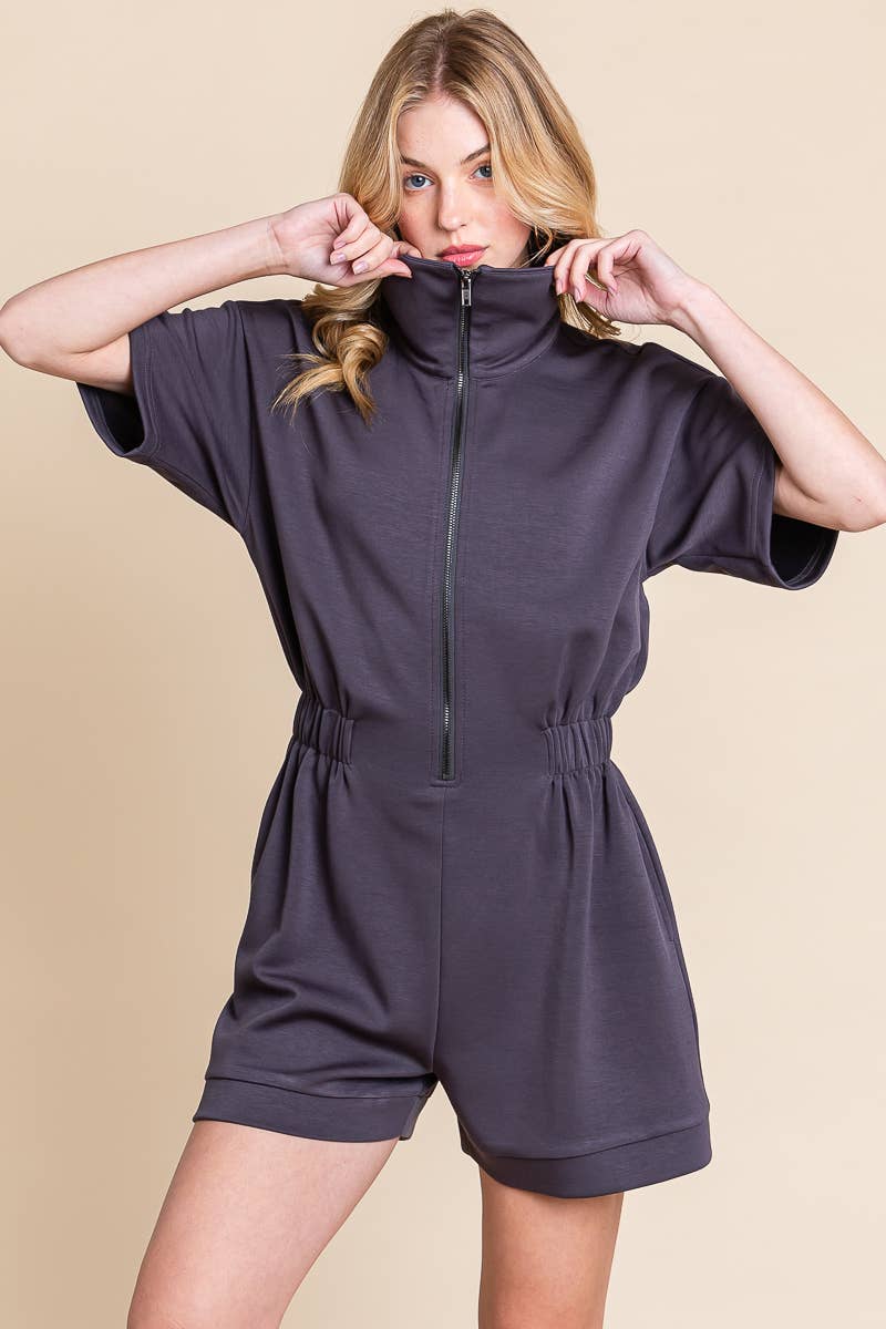 SCUBA ZIP UP ROMPER