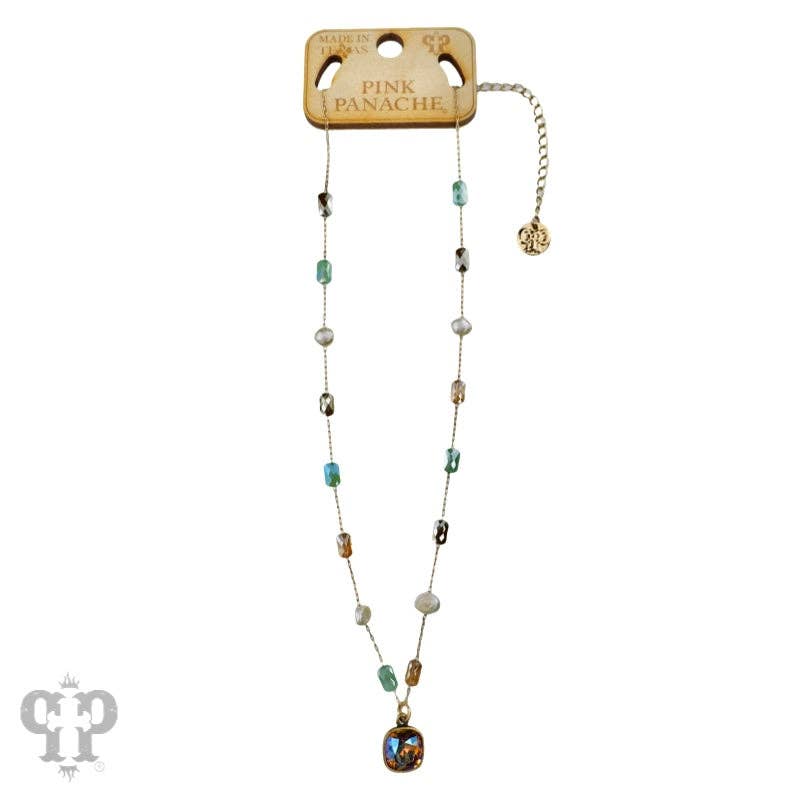 Multi-color bead necklace, Austrian crystal
