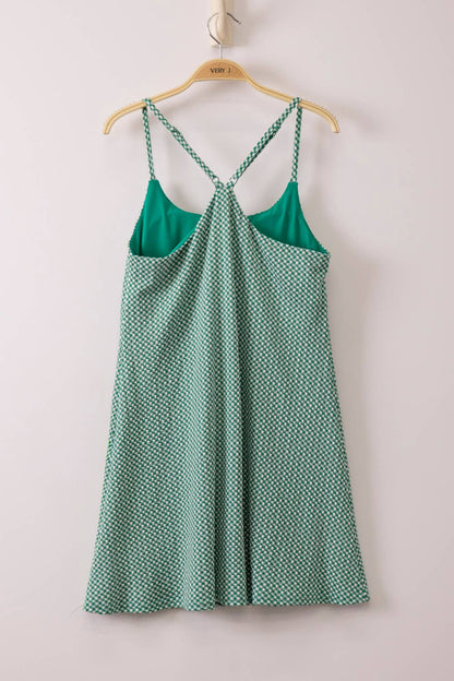 Textured Checkered Knit Activewear Tennis Dress