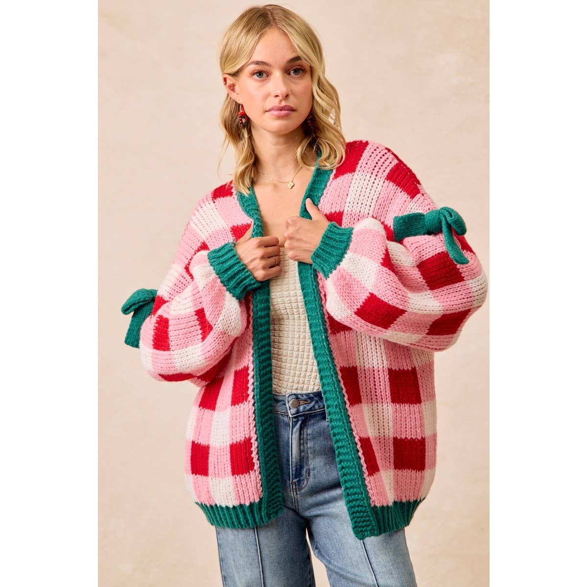 CHRISTMAS THEME OPEN FRONT SWEATER CARDIGAN