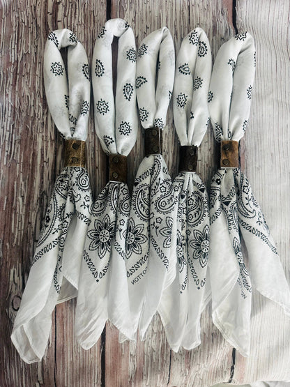 Ivory & Black Hand Dyed Bandanas  (slides sold separately)