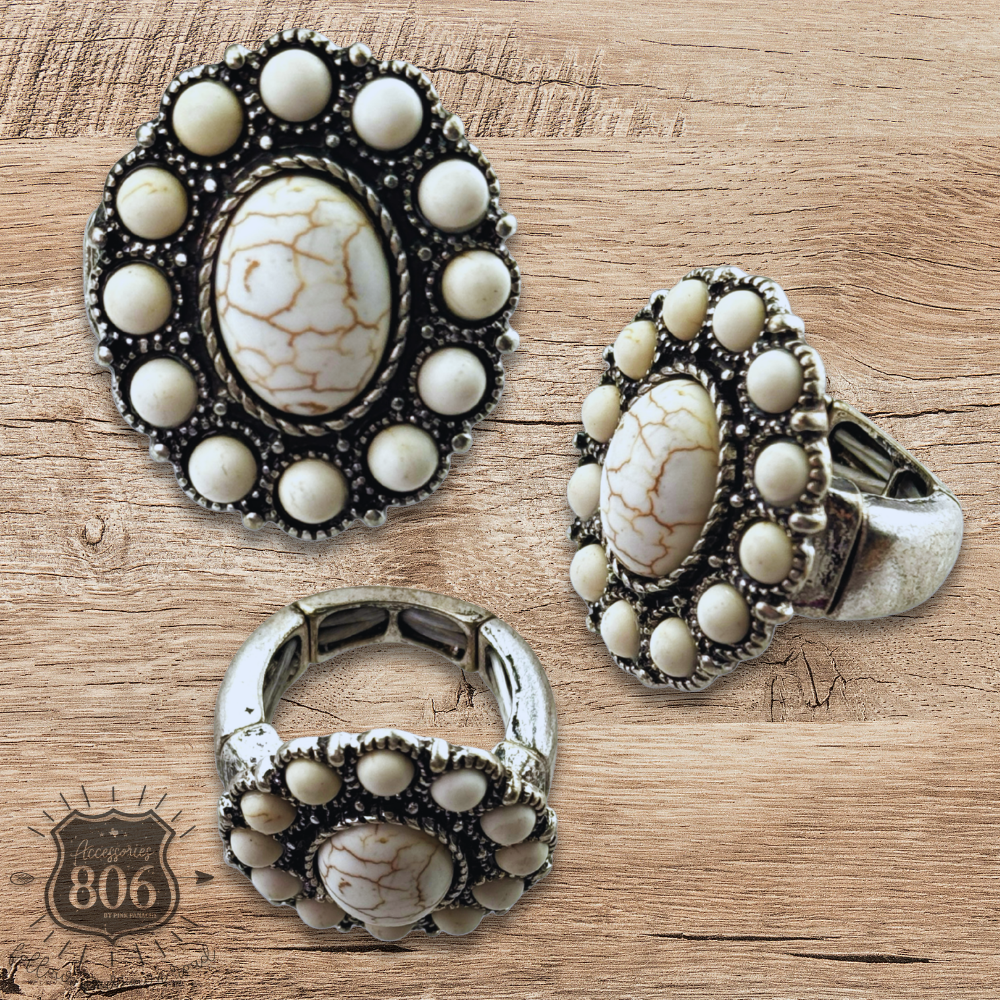 Oval stone stretch ring
