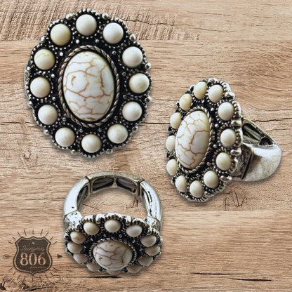 Oval stone stretch ring