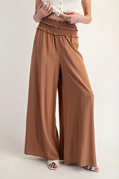 Smocked wide Leg Pants