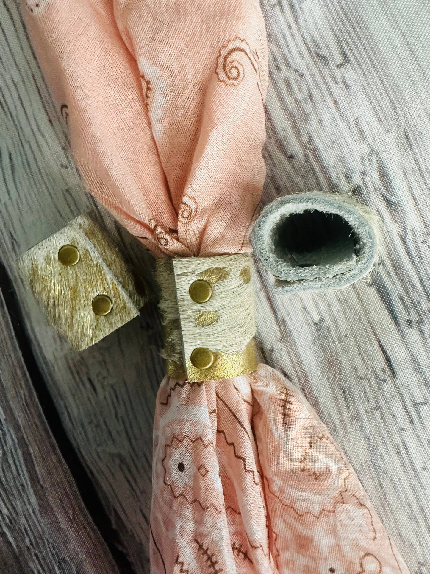 Gold Metallic Cowhide Bandana Slides 