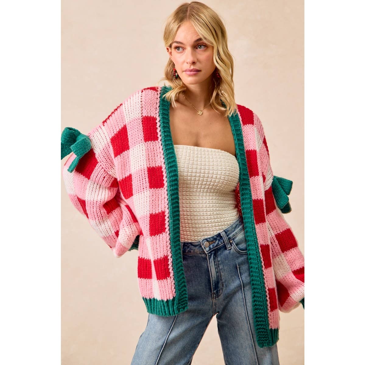 CHRISTMAS THEME OPEN FRONT SWEATER CARDIGAN