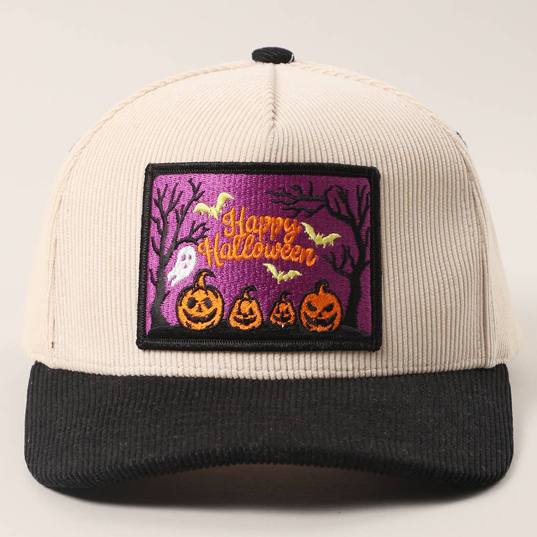 Ghostly Night Patch Two-Tone Corduroy Trucker Hat