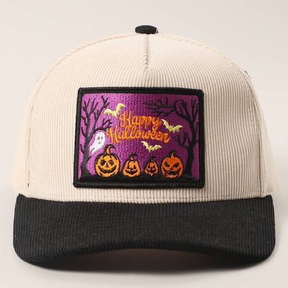Ghostly Night Patch Two-Tone Corduroy Trucker Hat