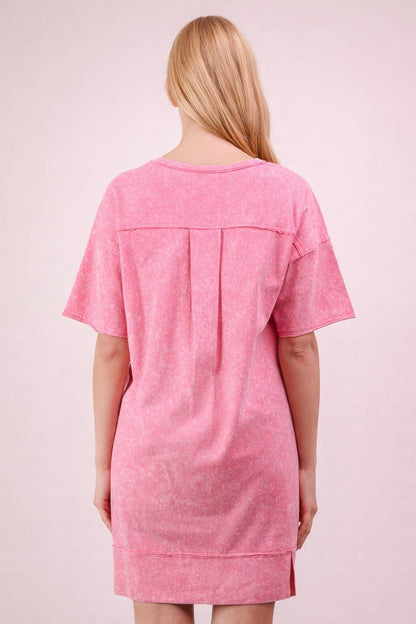 Mineral Washed Knit Oversized Shift Mini Dress
