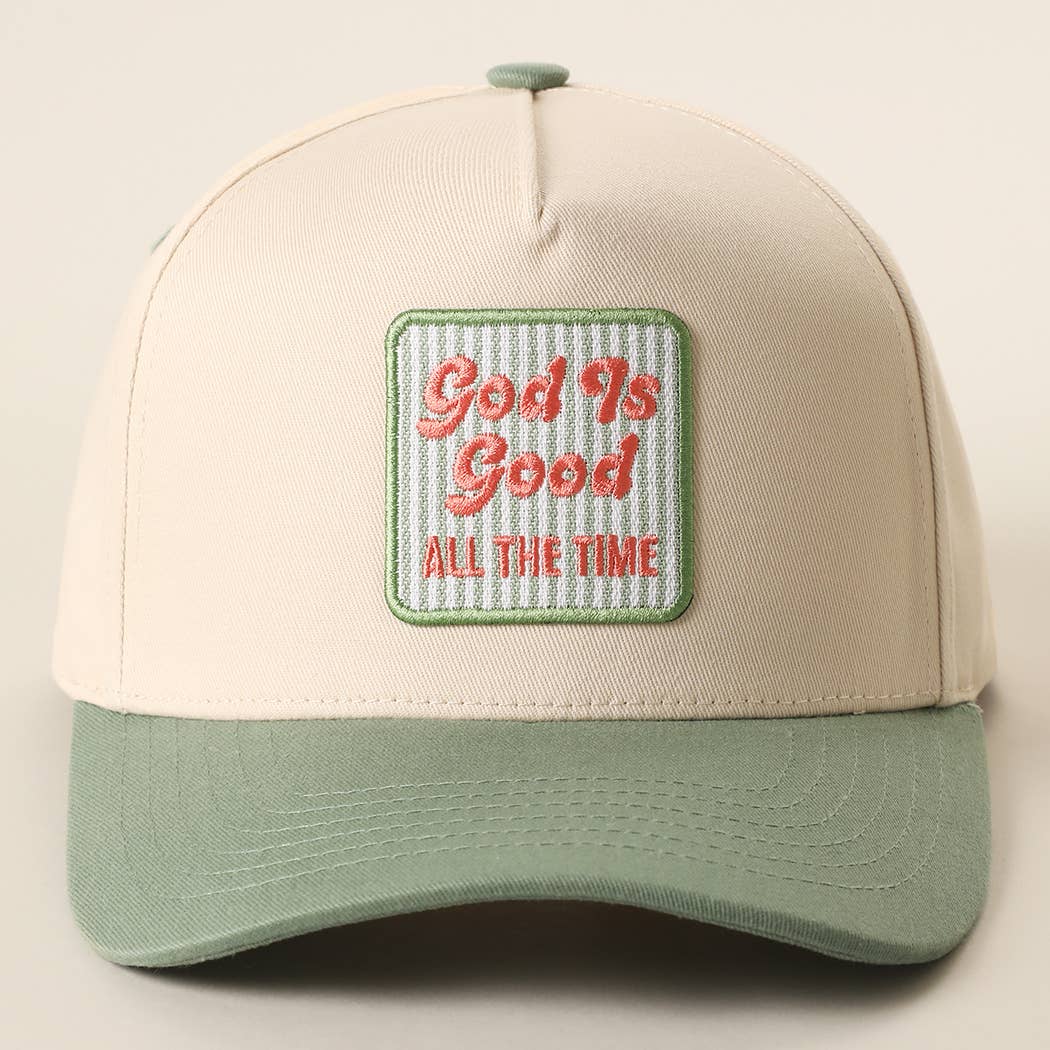 God Is Good Embroidered Patch Two-Tone Trucker Hat