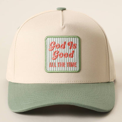 God Is Good Embroidered Patch Two-Tone Trucker Hat