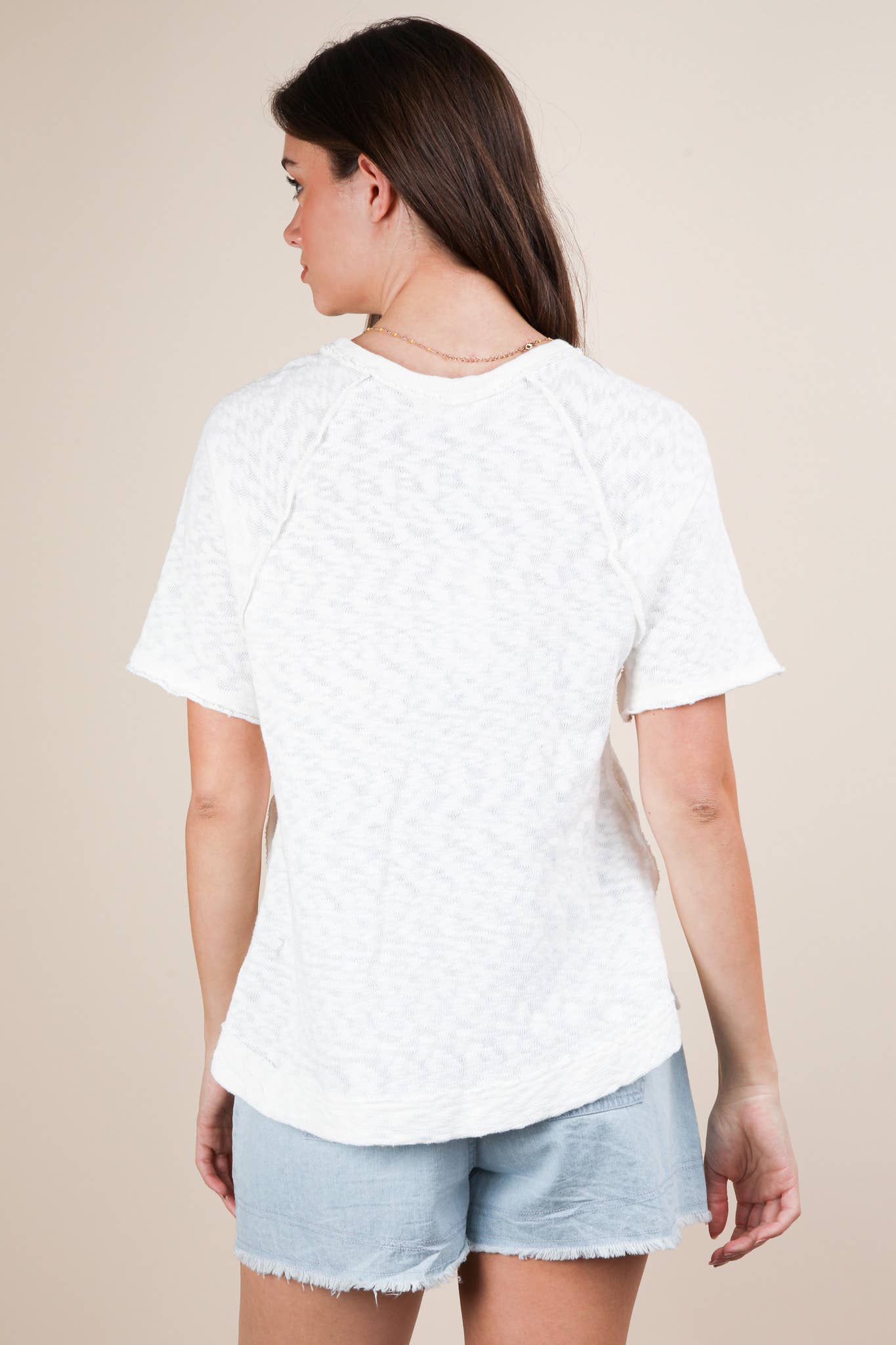 Solid Casual Knit Top with Patch Pocket