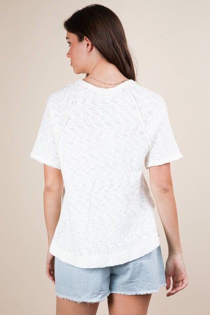Solid Casual Knit Top with Patch Pocket