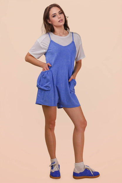 NP70359-Mineral Washed Sleeveless Casual Knit Romper