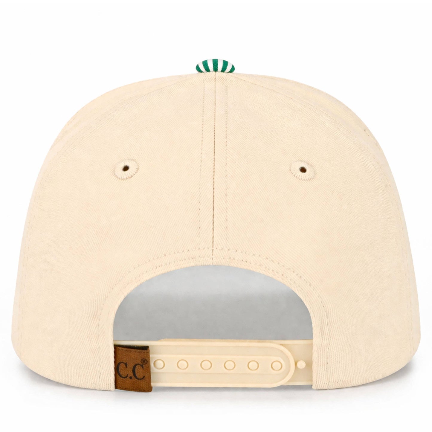 C.C Striped Pattern on Bill Plain Two Tone Trucker Hat