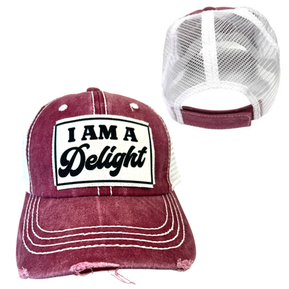 I AM A DELIGHT | DISTRESSED | UNISEX HAT