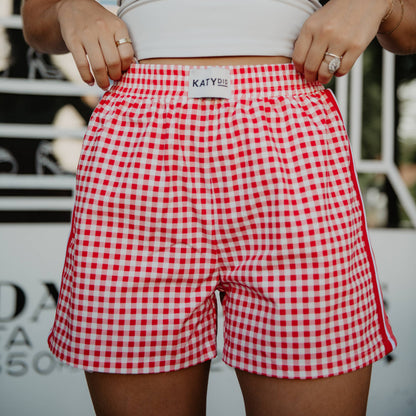 Red Plaid Wholesale Cute Women's Boxer Short