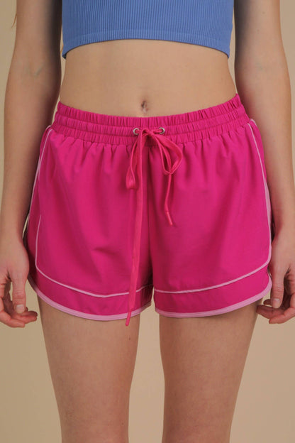 Two Tone Activewear Shorts W/  Lining