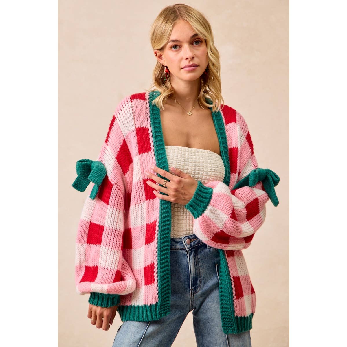 CHRISTMAS THEME OPEN FRONT SWEATER CARDIGAN