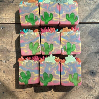 Blooming Cactus Blossom Bar Soap Made with Tallow and Creamy Goatmilk- Homemade, Cold Process
