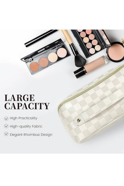 Leather Checkered Makeup Bag