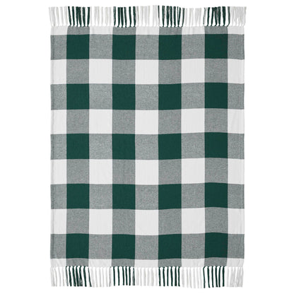 Annie Buffalo Check Hunter Green Woven Throw 50x60