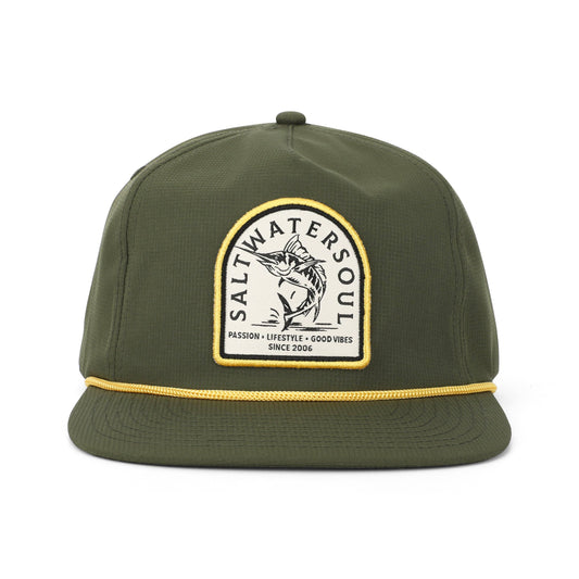 Salt Water Soul Marlin Patch Green Rope Snapback Hat