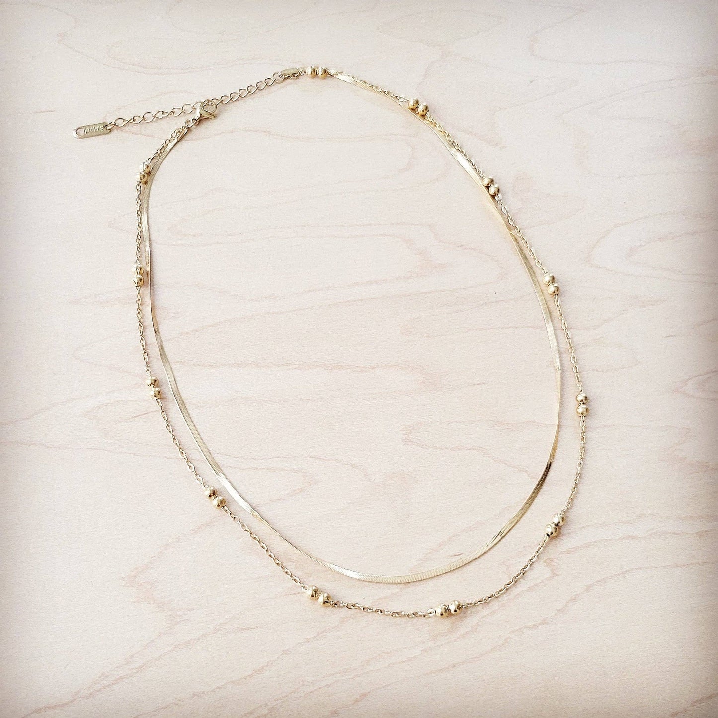 Double Strand Gold Necklace Genuine 18 K Gold Plated
