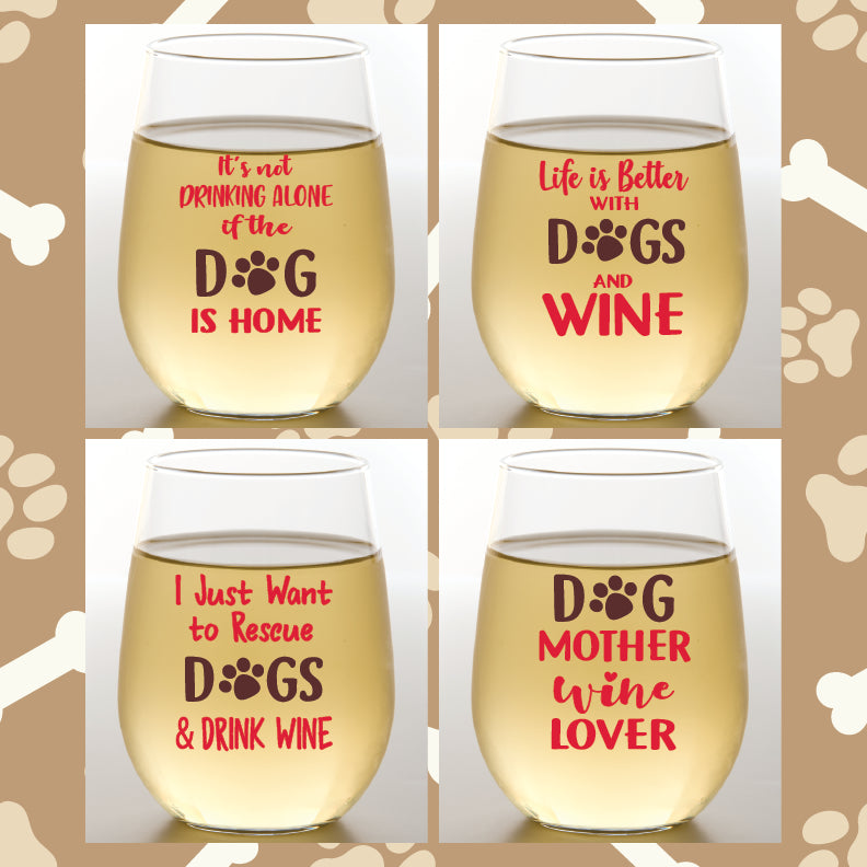 WINEY DOGS Unbreakable TRITAN Plastic Wine Glasses
