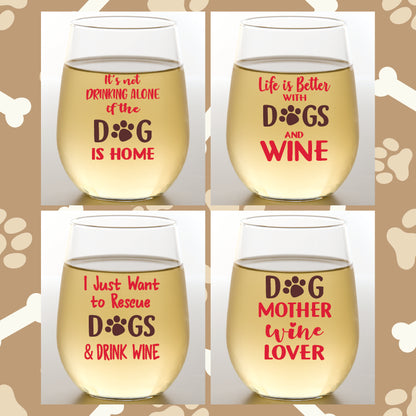 WINEY DOGS Unbreakable TRITAN Plastic Wine Glasses