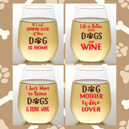 WINEY DOGS Unbreakable TRITAN Plastic Wine Glasses