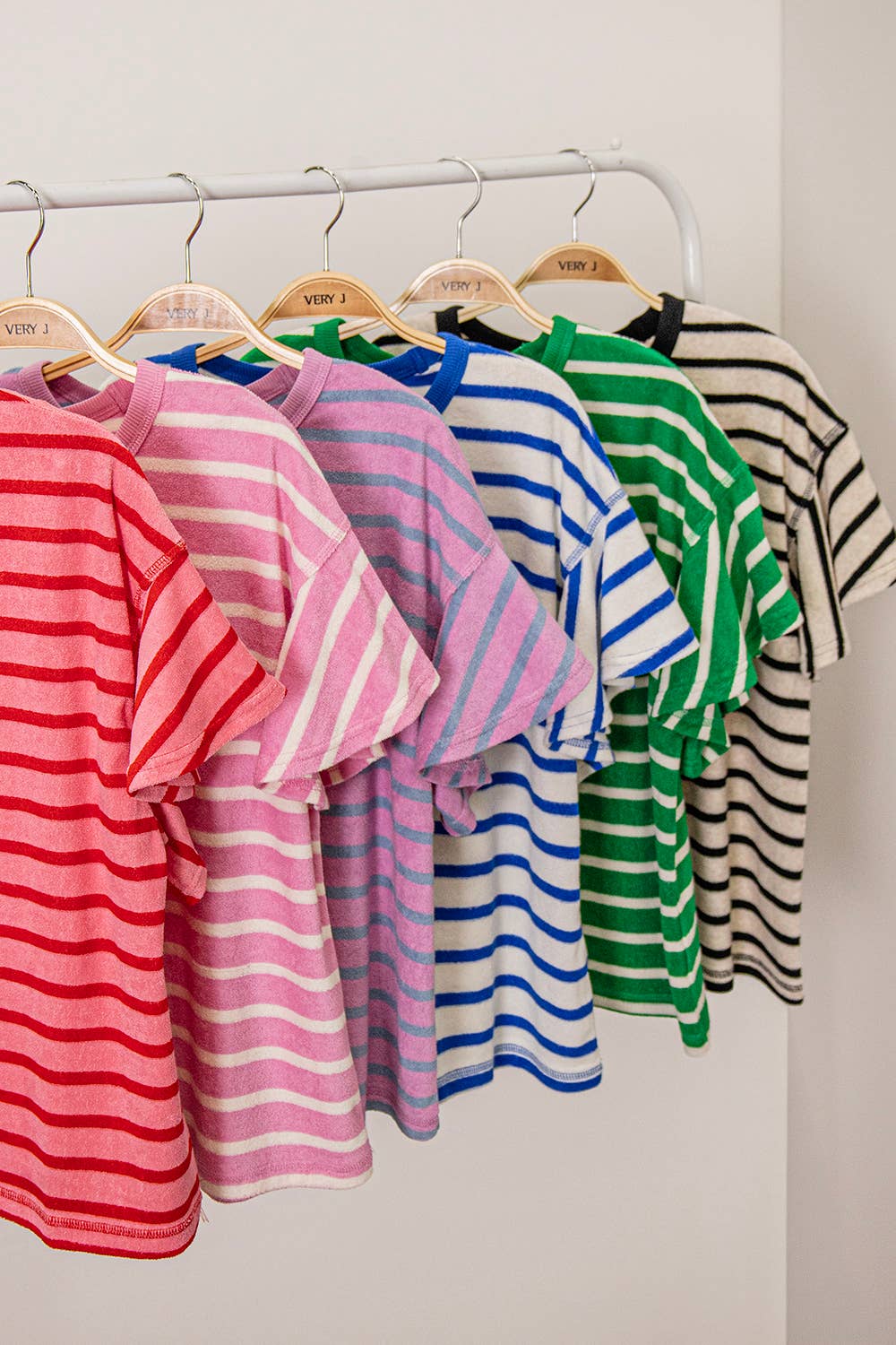 NT12476-Oversized Ruffle Sleeve Casual Stripe Knit Top