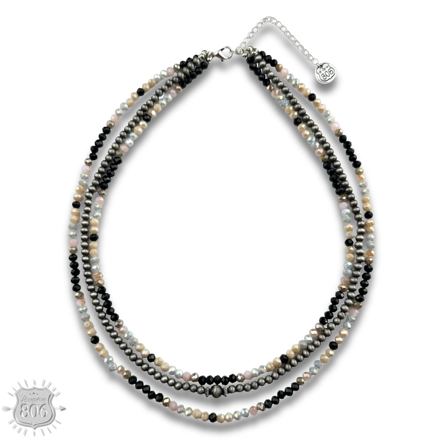 Multi-color and silver beaded necklace